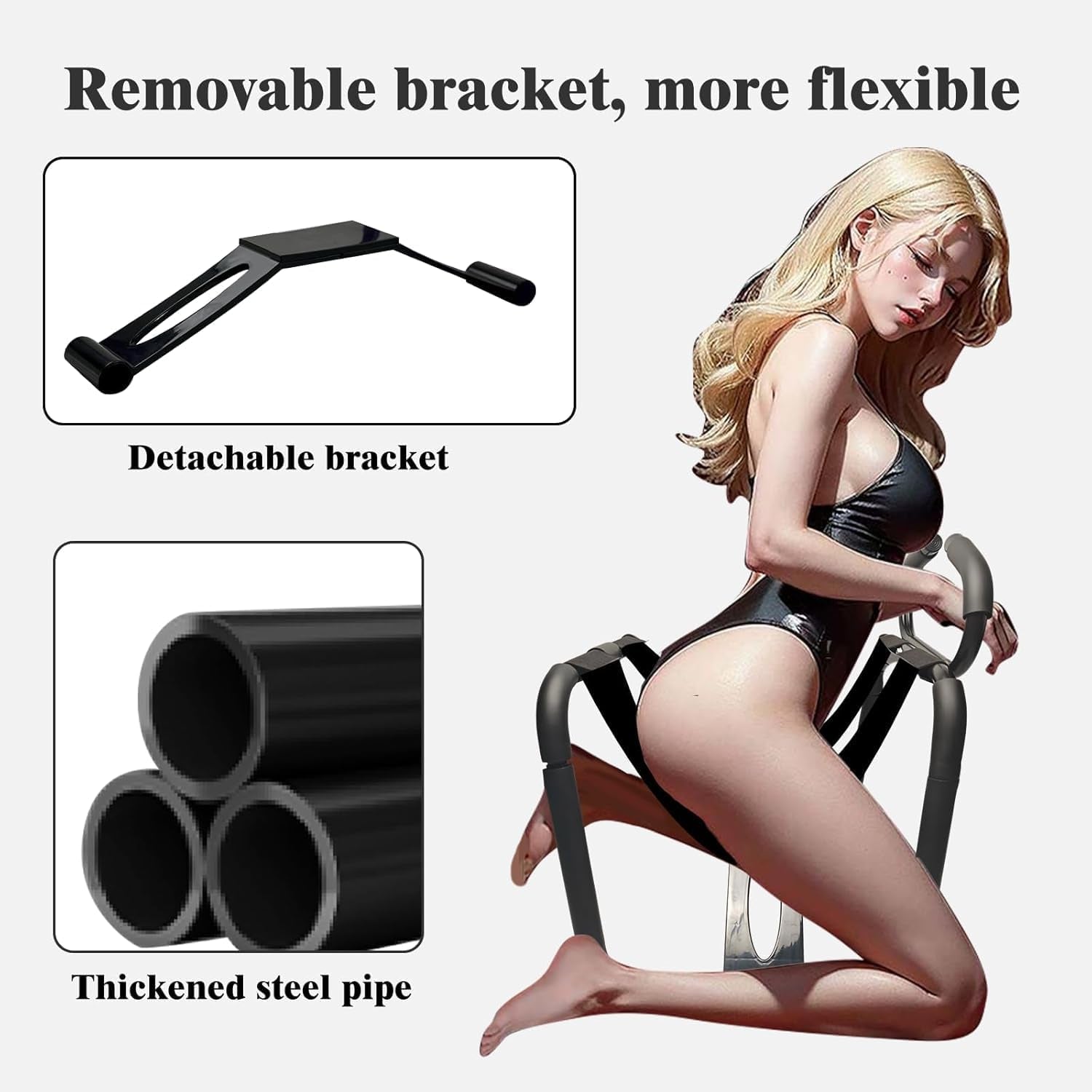 Sex Chair Set Multifunction Sex Position Enhancer Chair with Handrail and Dildo Sex Bench Bouncing Mount Sex Stool Portable Weightless BDSM Sex Novelty Toy for Adult Game (Black)