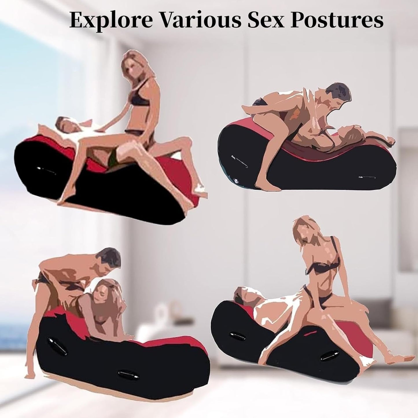 Sex Sofa Inflatable Sex Bench for Lovers Sex Position Aid Magic Sofa Sex Lounge Portable Body Pillow Multi-Functional Pillow Furniture BDSM Erotic Products Adult Game Toys for Couples (Red)