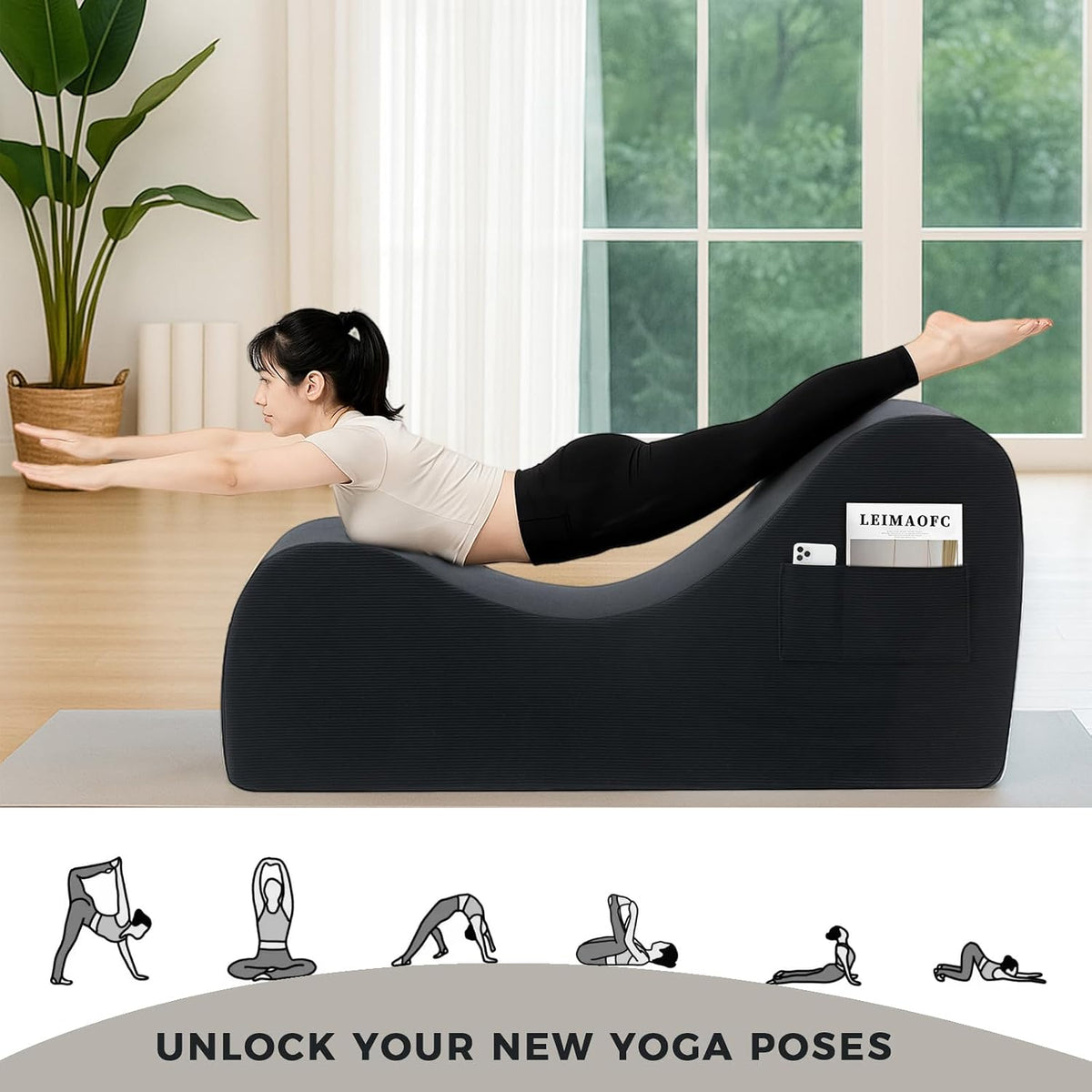 MidnightCurve Black Corduroy Sex Chaise Lounge with Headrest & Footrest