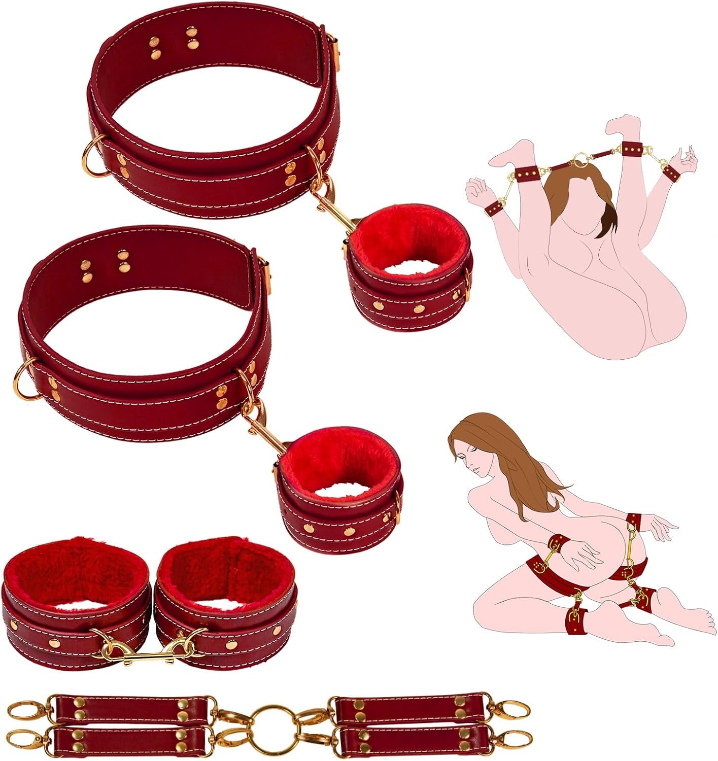 CrimsonSubmission 4-Piece BDSM Bondage Restraint Kit