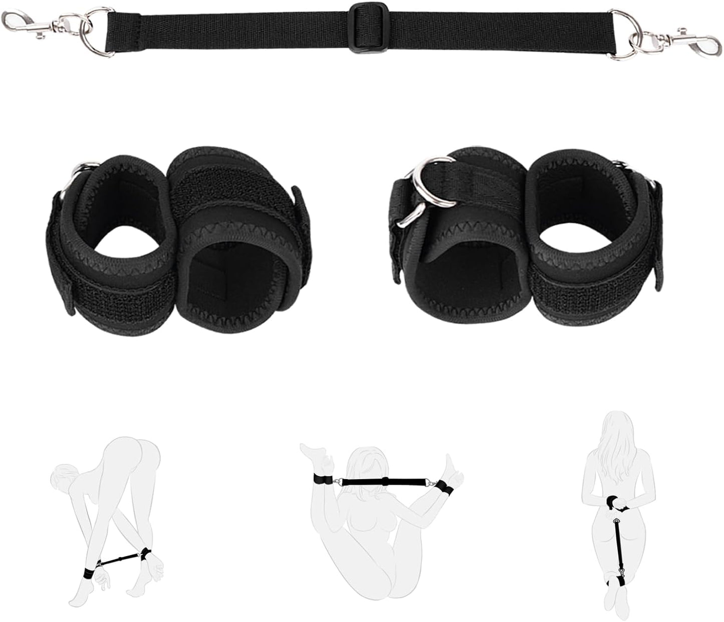 Spread & Bound Wrist & Ankle Cuff Set with Adjustable Strap