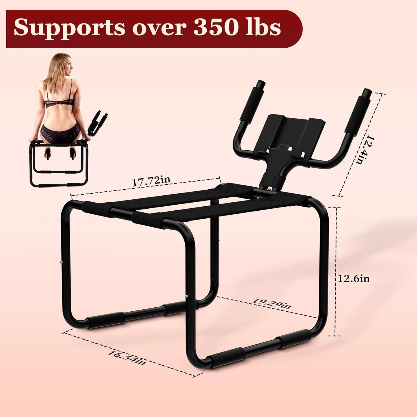 Multifunction Sex Position Enhancer Chair, Sex Stool with Adjustable Handrail&Phone Stand, Easy to Assemble, 350Lbs Weight Capacity, Sex Position Aid Bounced Sex Toys Furniture for Couples Women Men