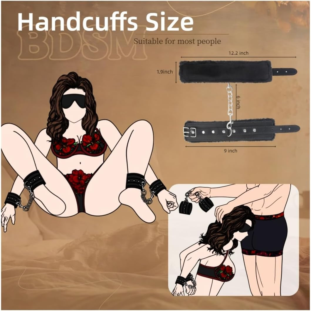 DuskLull Plush BDSM Cuff & Blindfold Restraint Set