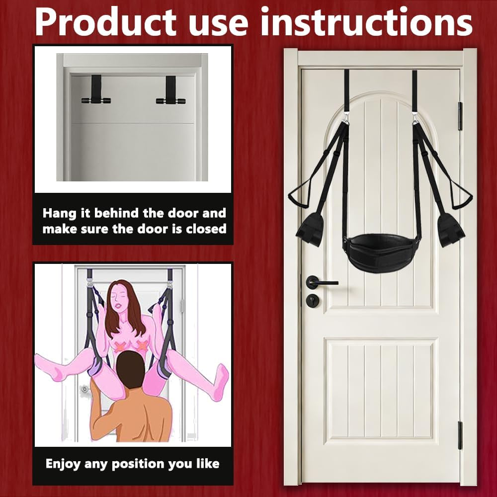 Sexy Furniture Door Swing for Couples Sweater Adult Sex Toys Hanging Swing Straps Adult Toys Couples Large Extra Wide Plush Padded Leather Material Holds up to 300 Lbs.