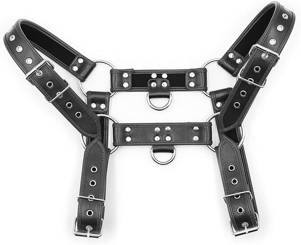 ApexSilhouette Men's BDSM Leather Chest Harness | Adjustable Fit