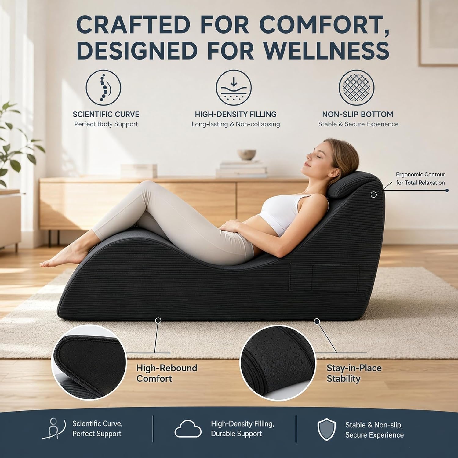 VelourTryst Ergonomic Sex Chaise with Cushioned Headrest