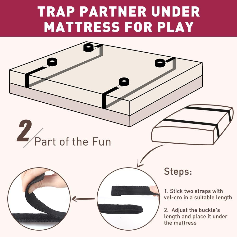 Sex Bondage BDSM Bed Restraints, Couples Sex Toys 75'' Bondage Sex Straps Restraints Set Adjustable with Handcuffs Blindfold Tickler, BDSM Kit Couple Adult Toy