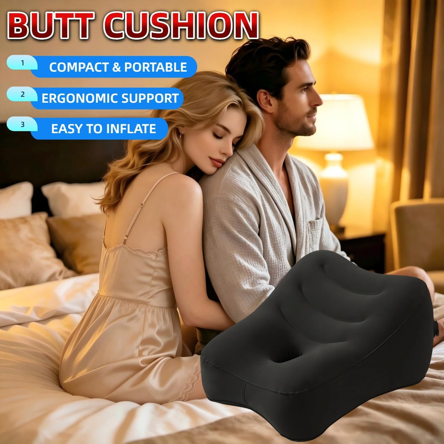 NoctisSable Inflatable Sex Cushion, Toy Mount | Hands-Free Couples