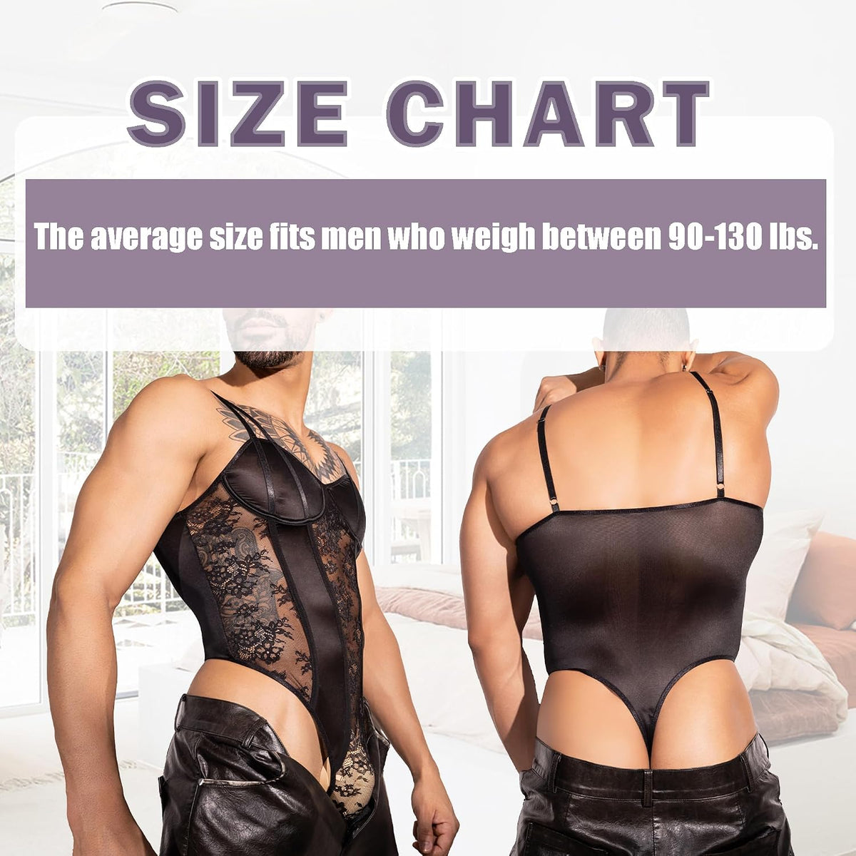 NightSheer Men's Lace Bodysuit | BDSM Roleplay Lingerie