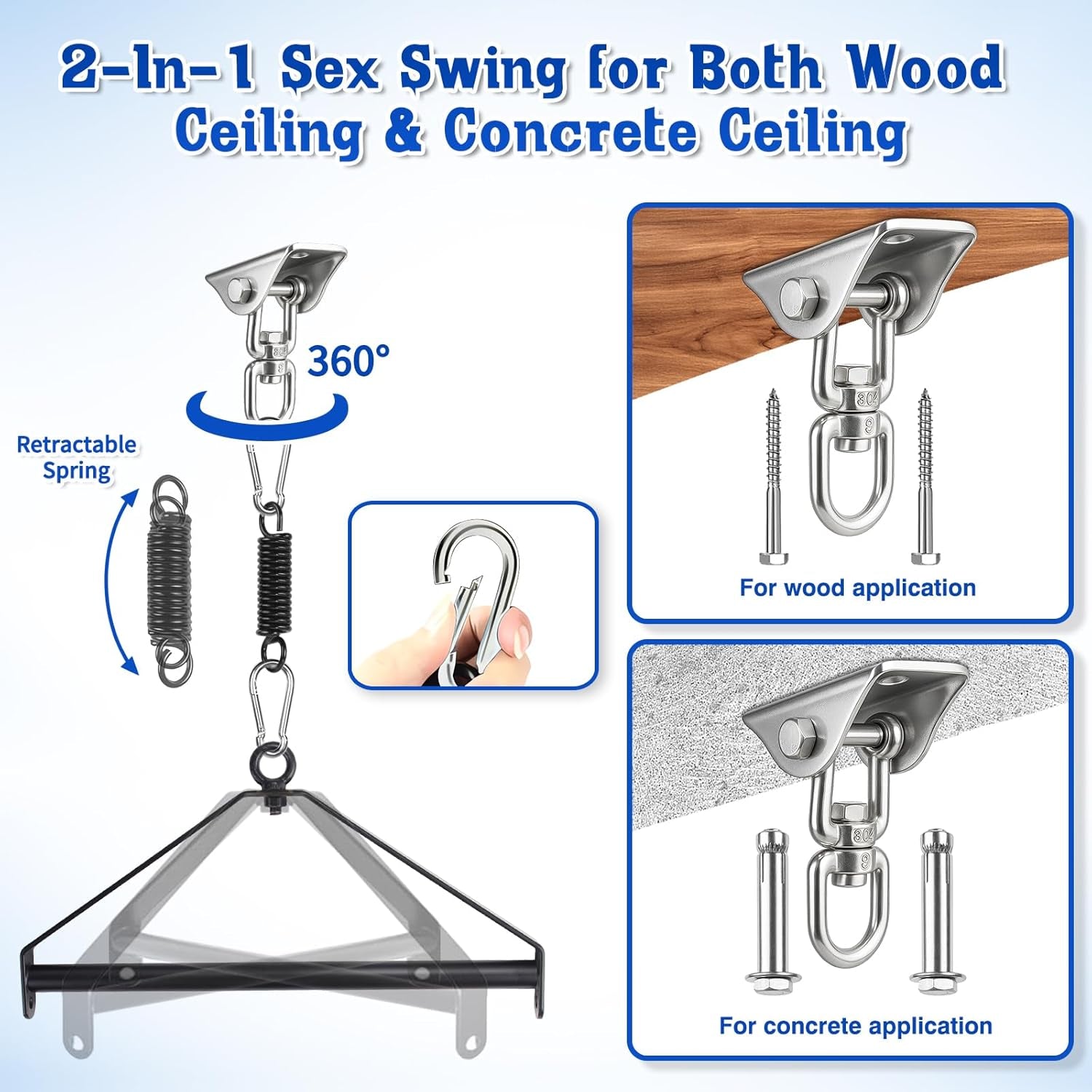OrbitAnchor Upgraded 360° Sex Swing Mount | Heavy Duty Ceiling Swing Holder