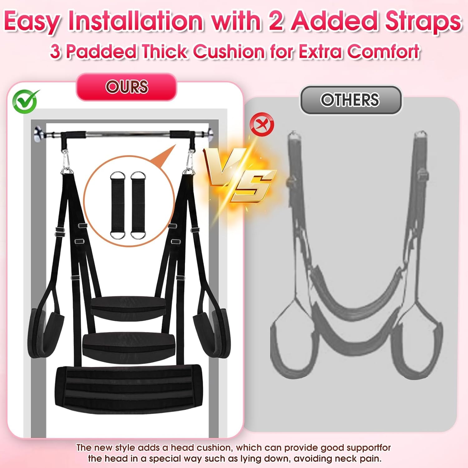 BDSM Sex Swing Sex Toys for Couples Ceiling & Door Sex Swings with Widened Comfortable Seat Adjustable Sex Straps Hardware Buckle, Bondage Sex Furniture for Adult Toys & Game, Holds up to 500 Lbs