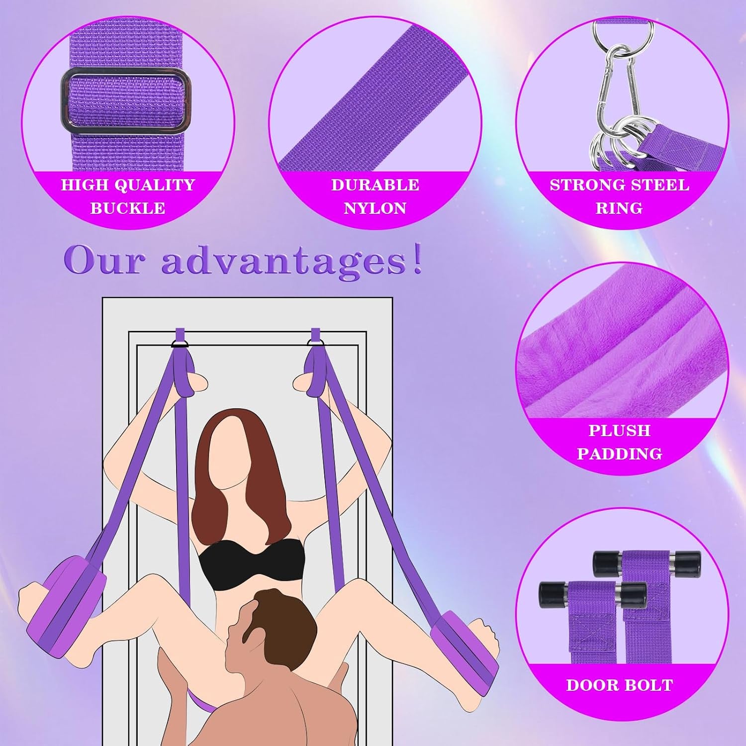 PlushRide Over-Door Purple Sex Swing – Padded, Holds 300 Lbs