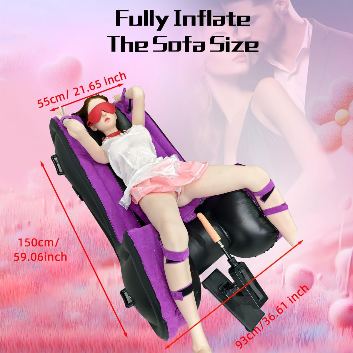 Sex Furniture Inflatable Sex Sofa for G Spot Position Aid BDSM Sex Toys Bed with Inflatable Sex Pillow & Automatic Air Pump for Couples Bedroom Living Room Garden Camping