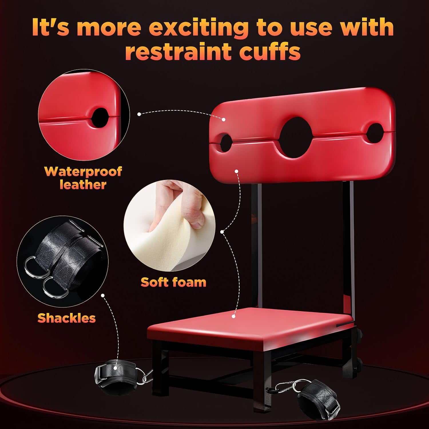 SubmissionThrone Bondage Bench – PU Leather Seat, Steel