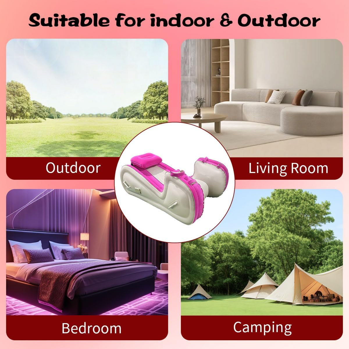 Inflatable Sex Furniture, Sex Sofa Bed for BDSM G Spot Position Aid Inflatable Sex Chair with Pillow for Adult Games Sexual Pleasure Sex Toys for Couple Bedroom Garden Camping Party Christmas