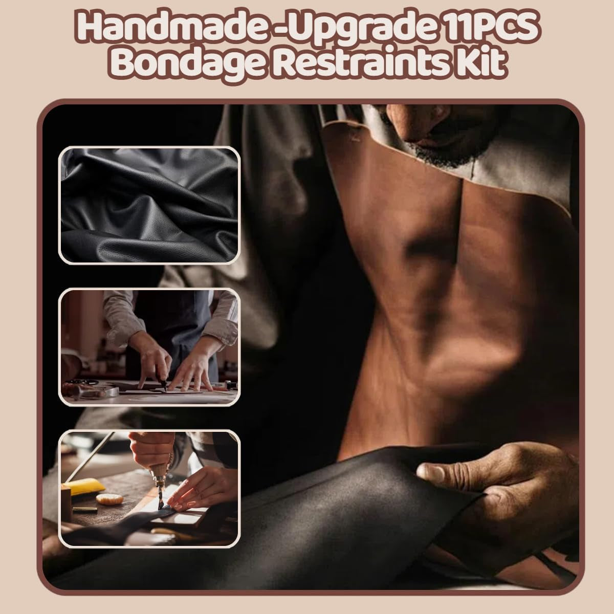 Spreader Bar BDSM Bondage Restraints Kit 11PCS Sex Toys Handcuffs Ankle Collar Cuffs Nipple Clamps Ball Gag Blindfold Paddle Dice PU Leather Lace Pattern Adjustable Adult Games for Couples