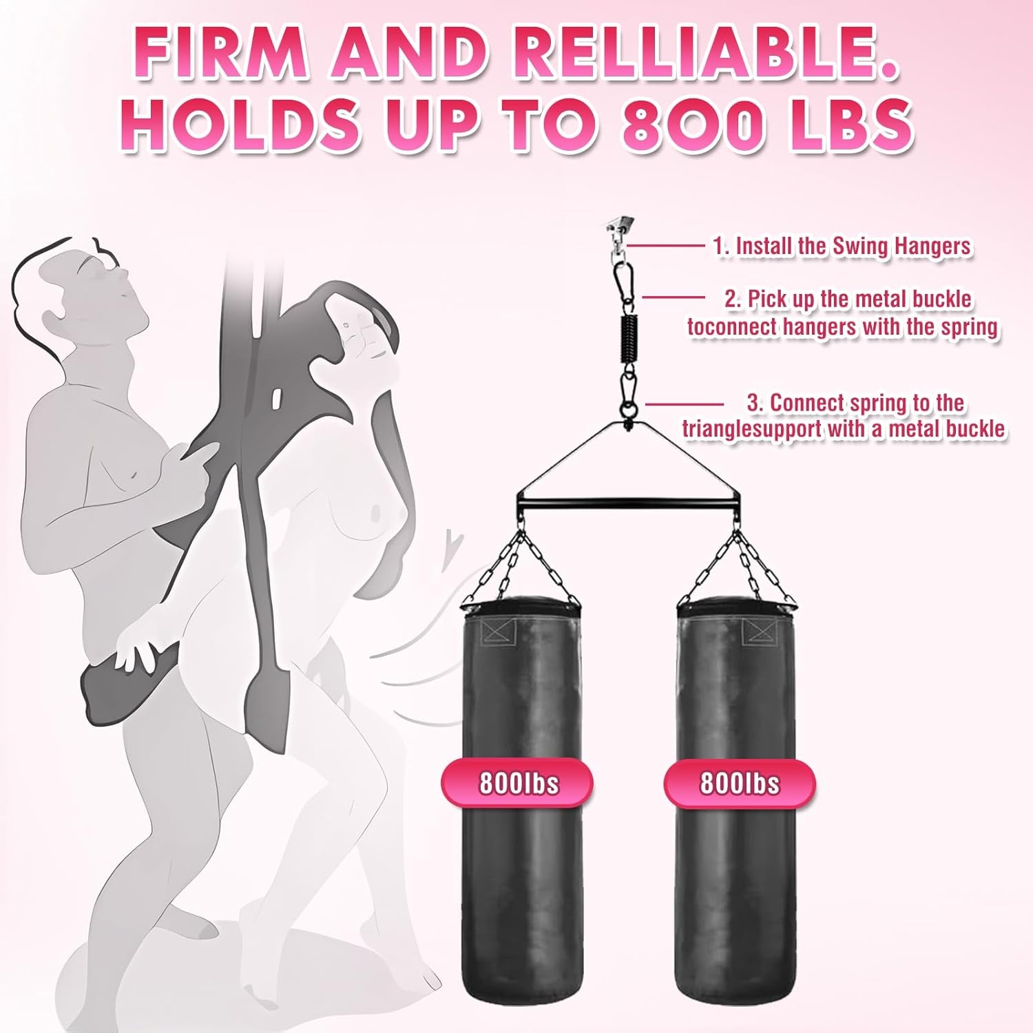Sex Swing, 360° Spinning Indoor Ceiling Sling, Sex Toys with Sturdy Stand & Extra-Wide Padded Seat for Couples (Pillow Extreme, Black)