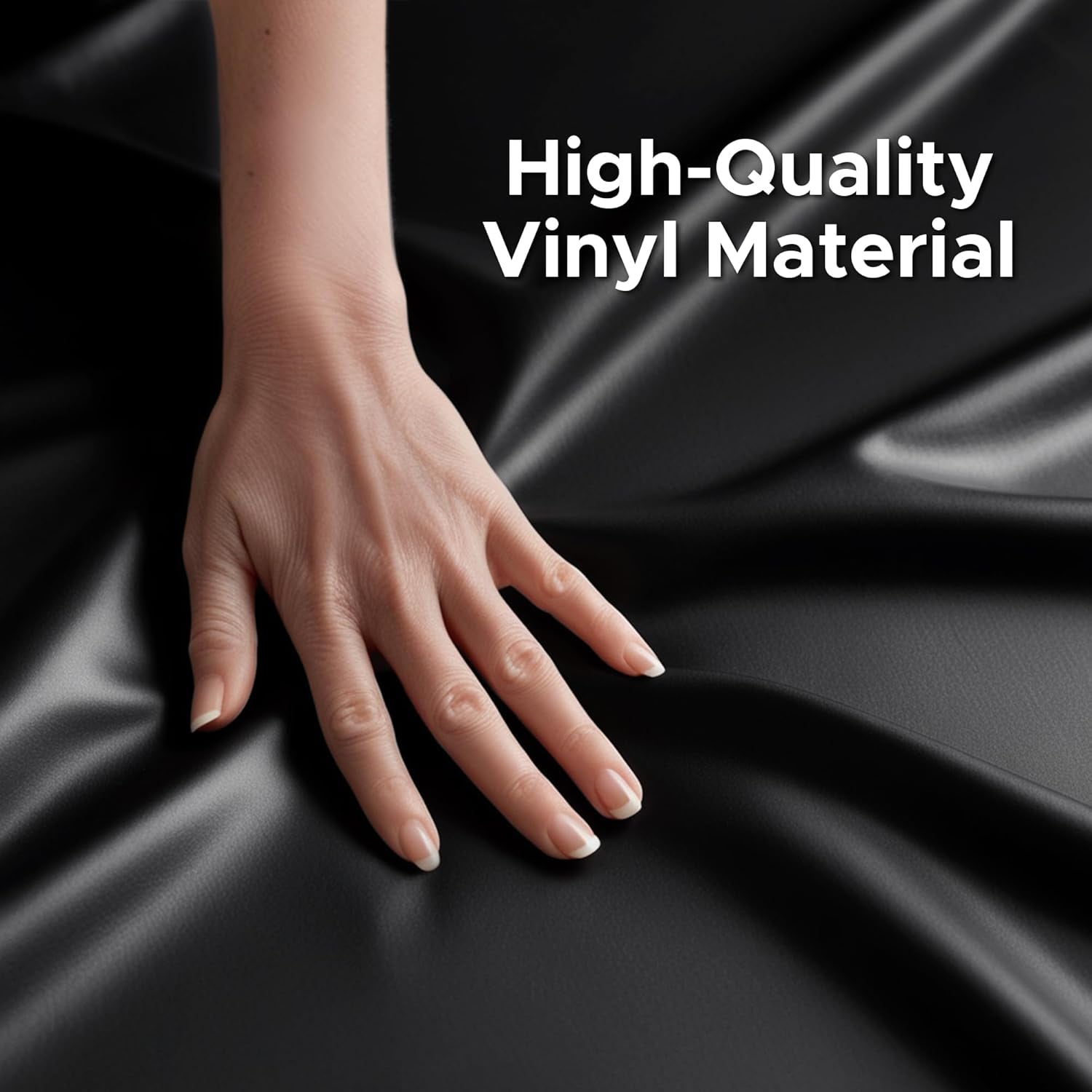 Black Vinyl Queen Waterproof Fitted Massage Bed Sheet with Side Pocket | Mattress Protector, Bed Cover for Nuru Massage - Oil, Water-Based, Silicone Safe | 60'' X 80'' + 14'' Deep Pocket