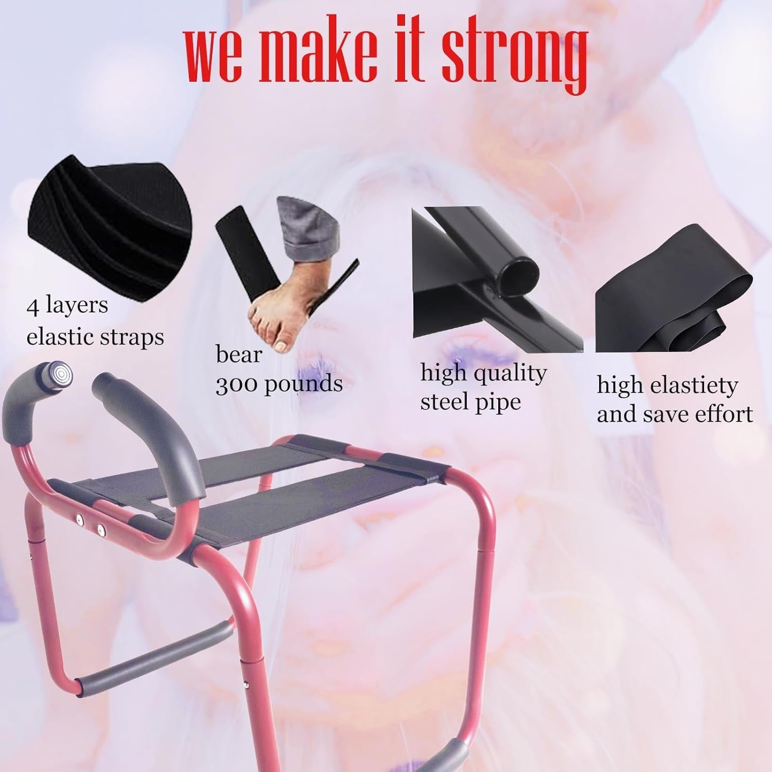 Adjustable Sex Chair for Couples – Sturdy Love Position Aids Furniture for Bedroom, Intimate Games & SM Play Bench, Heavy-Duty Sex Position Enhancer with Soft Seat, Handrail Support & Easy Assembly