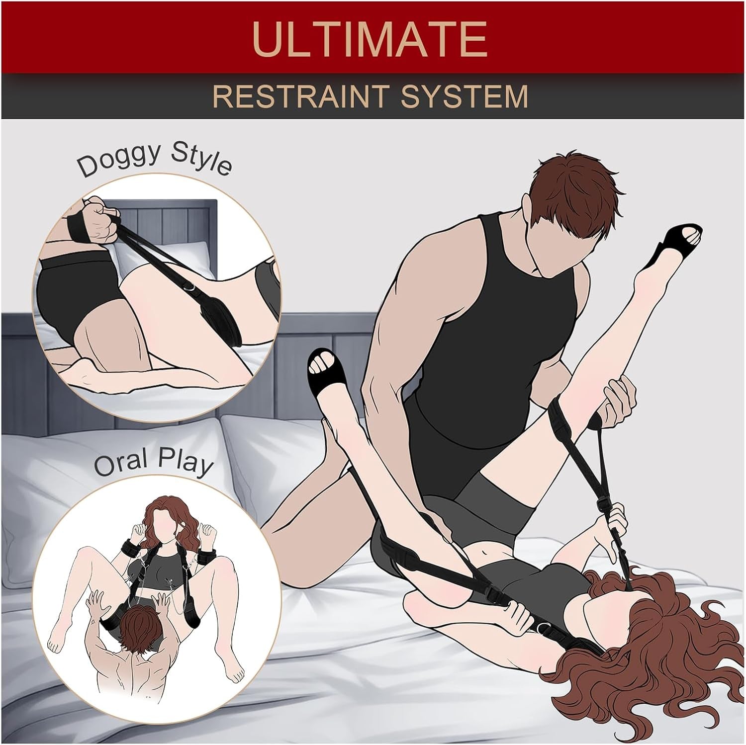EffortlessAngles Thigh Sling Position Strap – Cuffs & Nipple Clamps