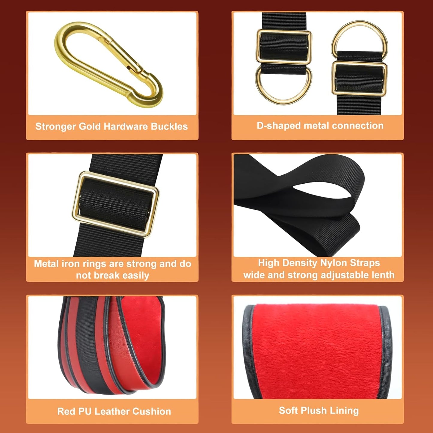 Sex Swing Door BDSM Bondage Thigh Restraints with Adjustable Sex Straps Hardware Buckle Leather Soft Plush Kinky Adult Sex Toys for Men Women Couples