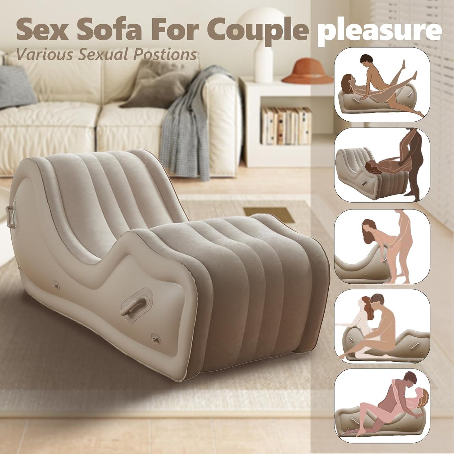 Automatic Inflatable Sex Sofa for G Spot Positioning, Built-In Air Pump Bondage Chair, Adult Sex Furniture for Couples, BDSM Positioning Cushion BDSM Position Pillow Ramp Cushion Adult Sex Toys