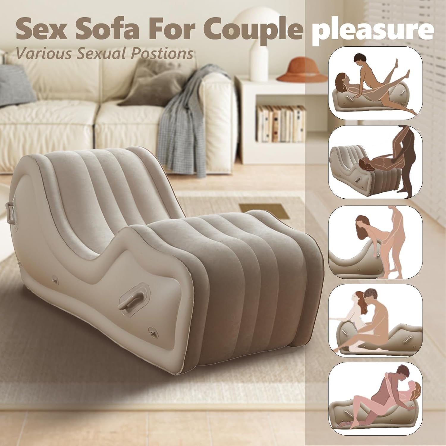 Automatic Inflatable Sex Sofa for G Spot Positioning, Built-In Air Pump Bondage Chair, Adult Sex Furniture for Couples, BDSM Positioning Cushion BDSM Position Pillow Ramp Cushion Adult Sex Toys