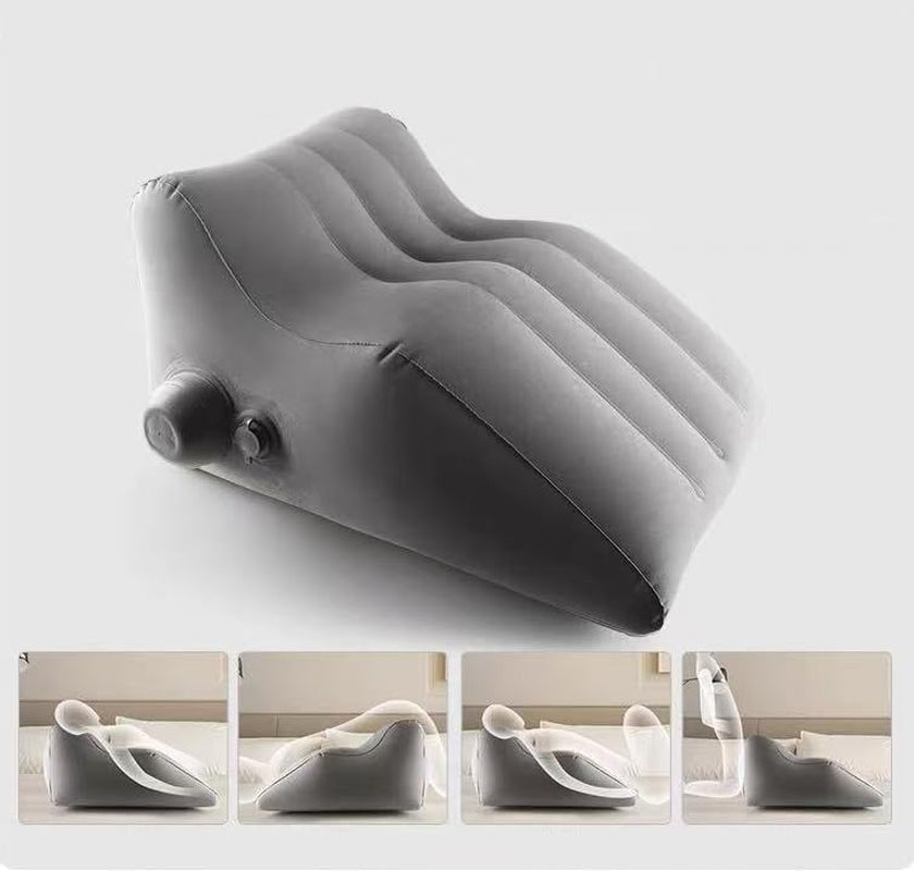 Intimacy Pillow for Couples - Inflatable Wedge Cushion, Sex Furniture Support with Travel Bag, Hip Positioning Pillow for Bed & Outdoor Use (Grey)