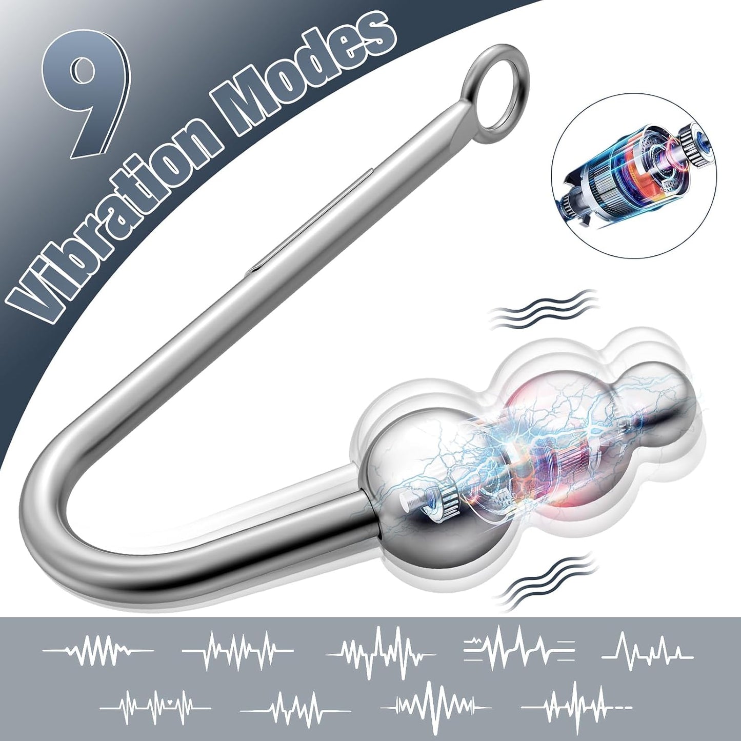 Vibrating Anal Hook BDSM Kit Neck to Wrist Bondage Restraint Set with Ball Gag, Couple Sex Toys Adjustable Collar behind Back Handcuffs Straps Bed SM Game Tool for Couples, Roleplay & Bedroom Fun