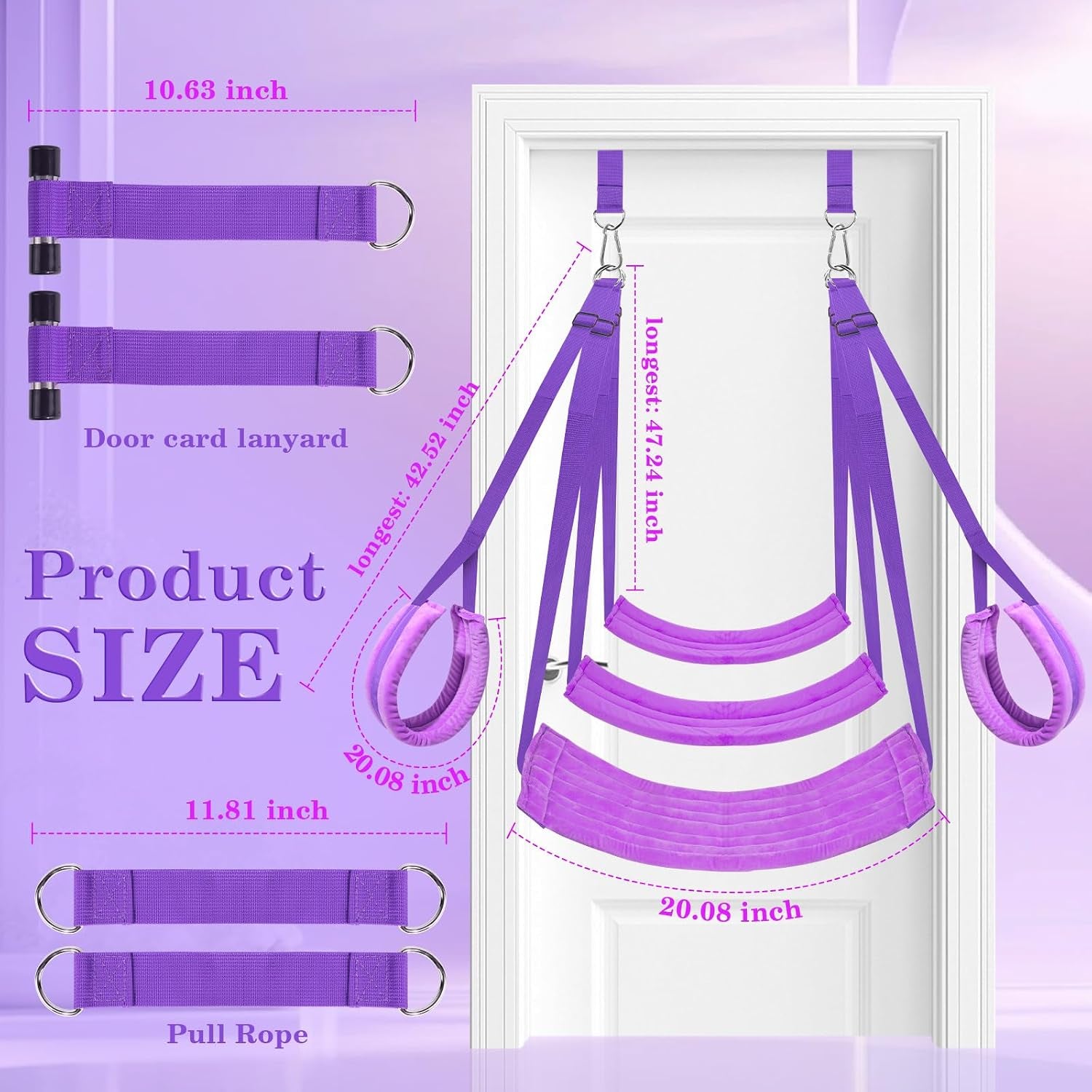 PlushRide Over-Door Purple Sex Swing – Padded, Holds 300 Lbs