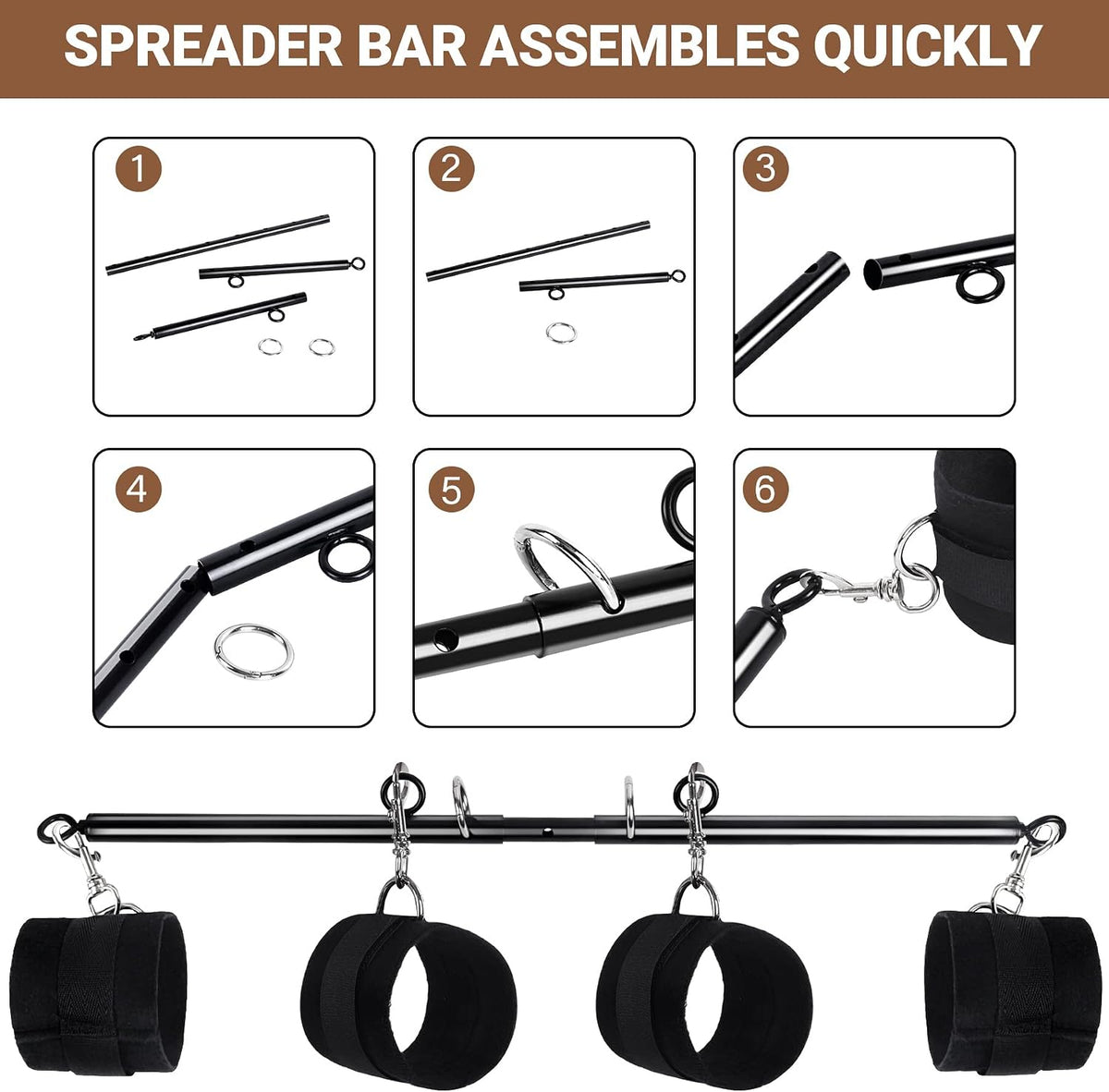 NightHold Padded Cuffs Spreader Bar Set