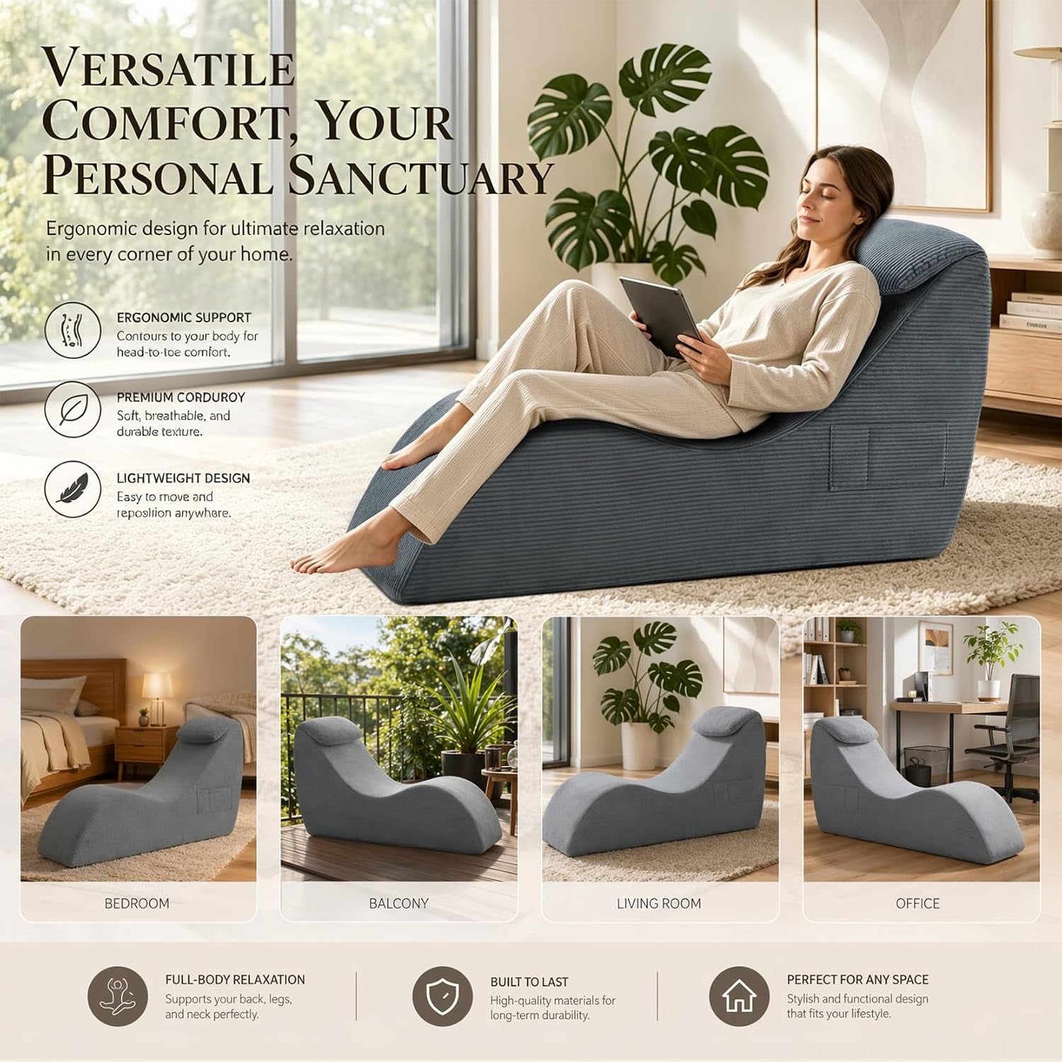 SmokeSeduction Sex Chaise Lounge Chair with Cushioned Headrest