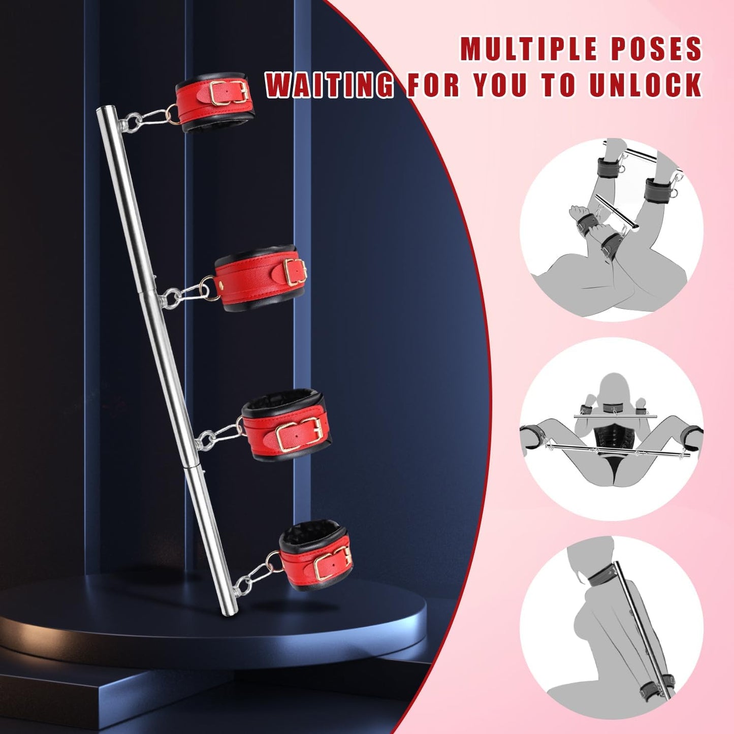 Spreader Bar Sex Toys BDSM Bondage Restraints with Leather Handcuffs Ankle Cuffs Furniture Restraints Kit Expandable Fetish Sm Games