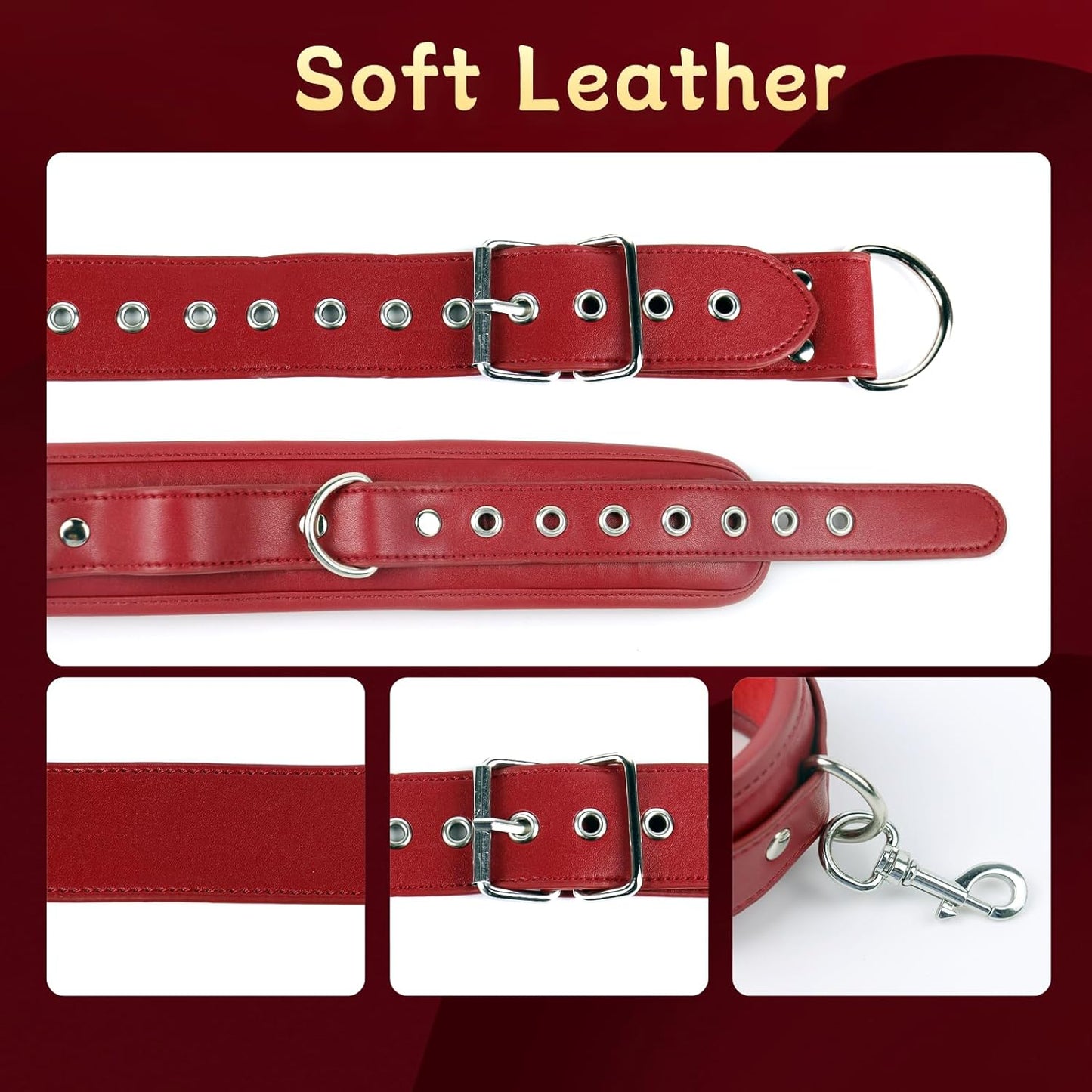 BDSM Bondage Sex Restraints Set Couples Sex Toys, Neck to Wrist Restraints Kit with Traction Chain Back Sex Handcuffs Collar Adjustable Bondage Gear Accessories SM Sexy Slave Beginner Role Play Games