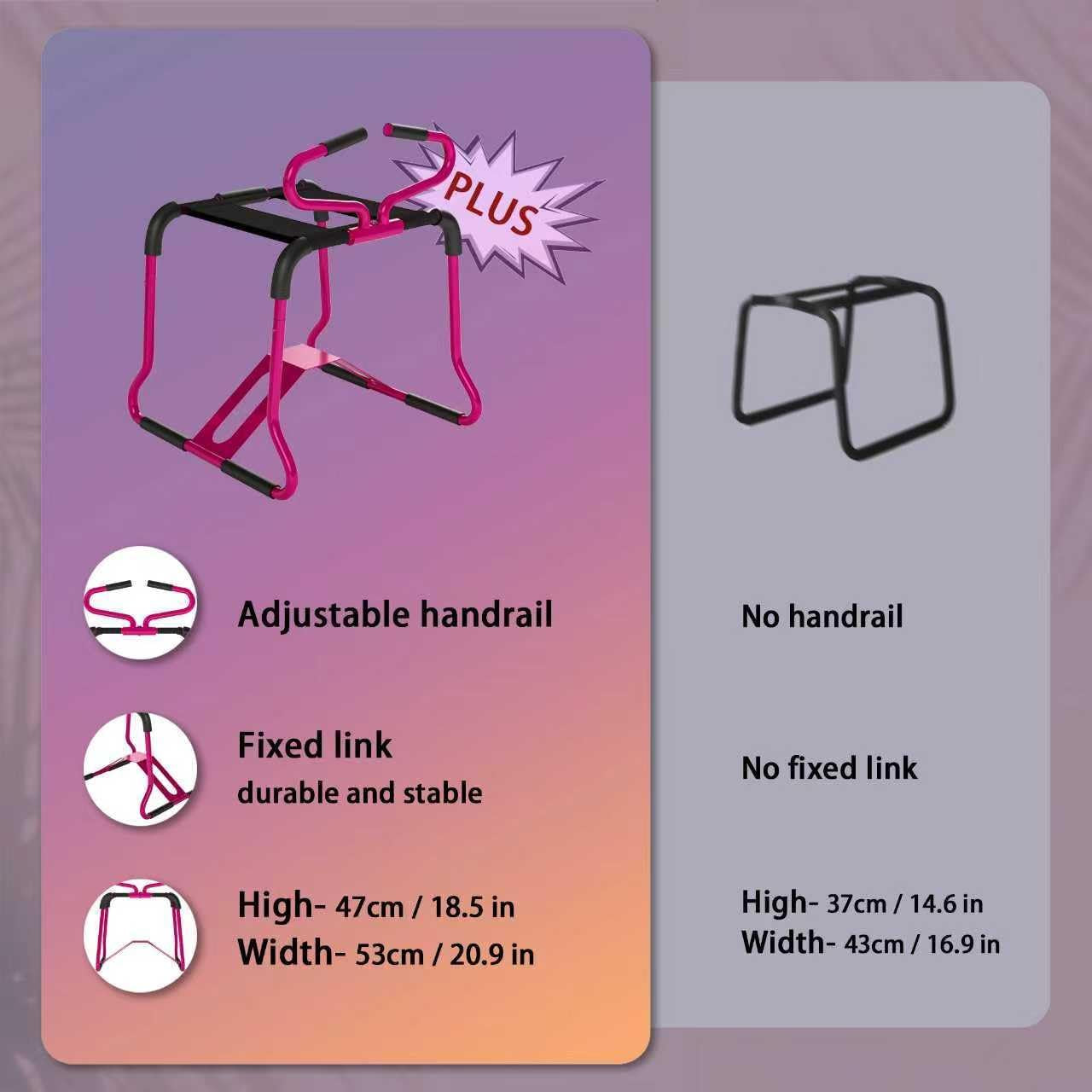 RoséLift Rose Pink Sex Chair with Handrails
