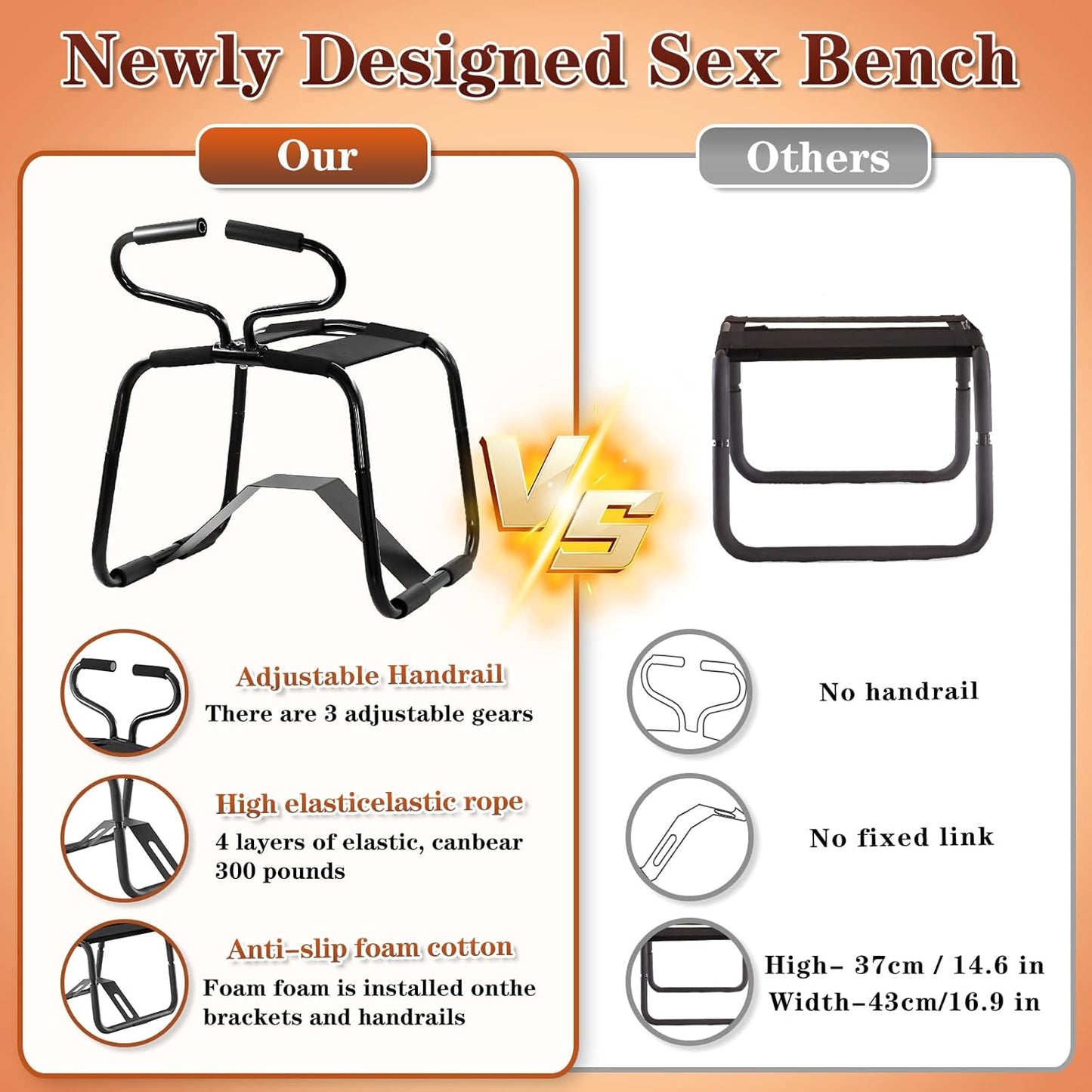 Adjustable Sex Chair, Sex Furniture for Adults with Soft Padded Seat & Elastic Straps, Versatile Sex Position Chair for Bedroom Fun, Portable Sex Stool & Sex Couch for Deeper Pleasure