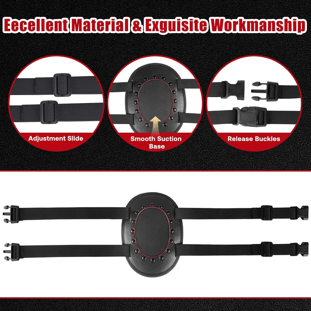 NoirPlate Suction Cup Dildo Mount with Adjustable Straps for Hands-Free Play