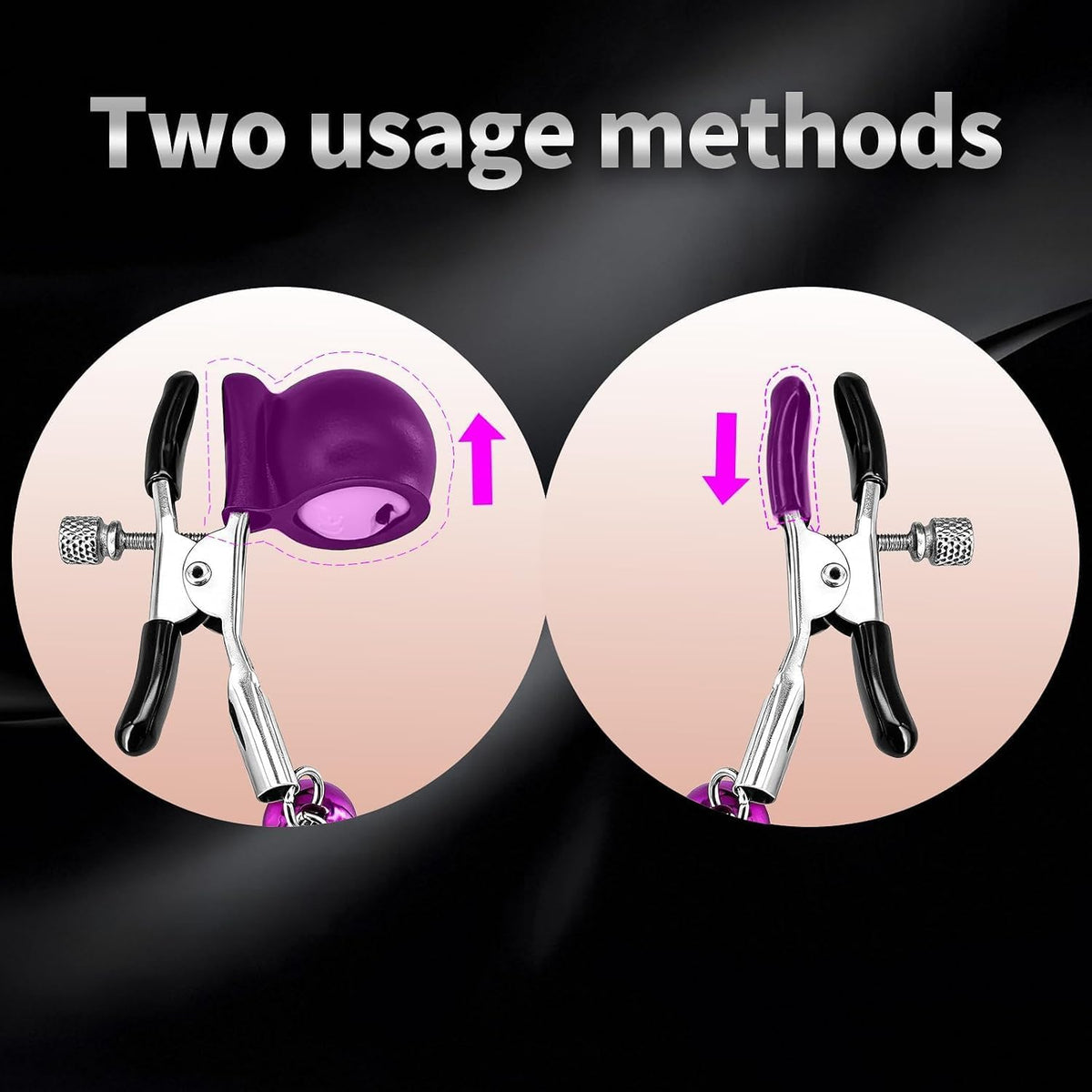 DarkPulse Vibrating BDSM Nipple Clamps with Chain and Rubber Sleeves