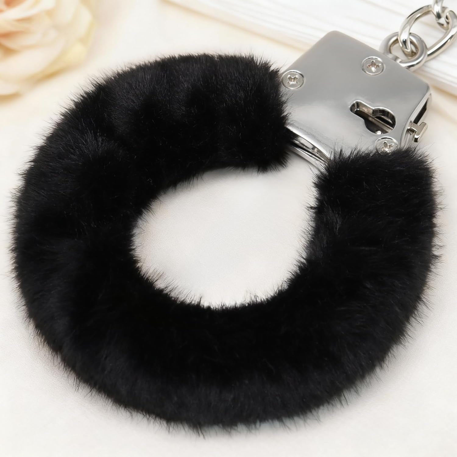 SableFur Fuzzy BDSM Handcuffs | Metal Bondage Cuffs with Keys