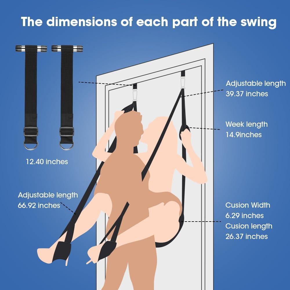 Adult Toy Sex Swing 360° Spinning – 2-In-1 BDSM Sex Toy with Premium Stand & Thick Padded Straps – Adjustable Bondage Restraints for Couples, Erotic Leather Swing Kit (Black)