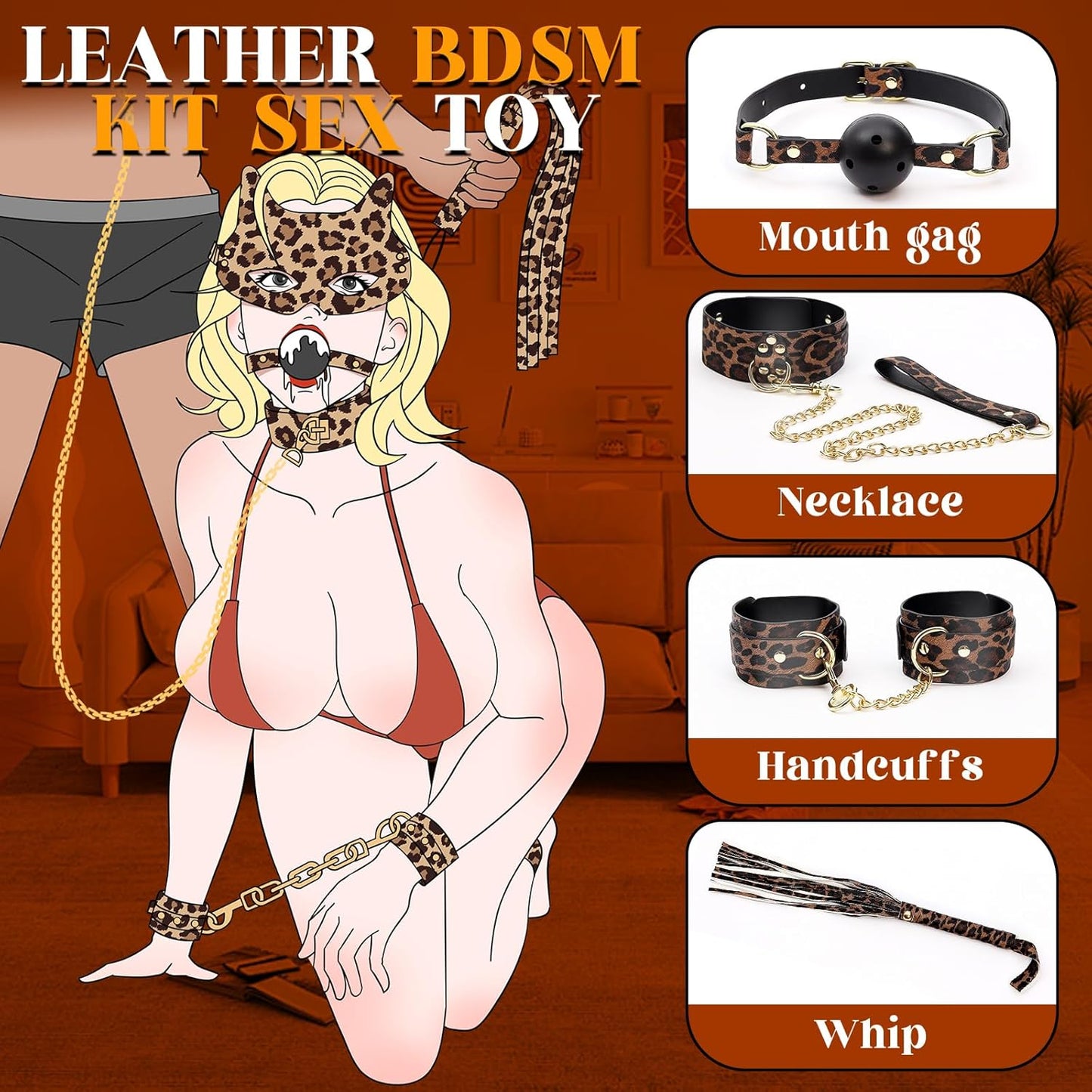 LeopardLust 7-Piece BDSM Bondage Kit