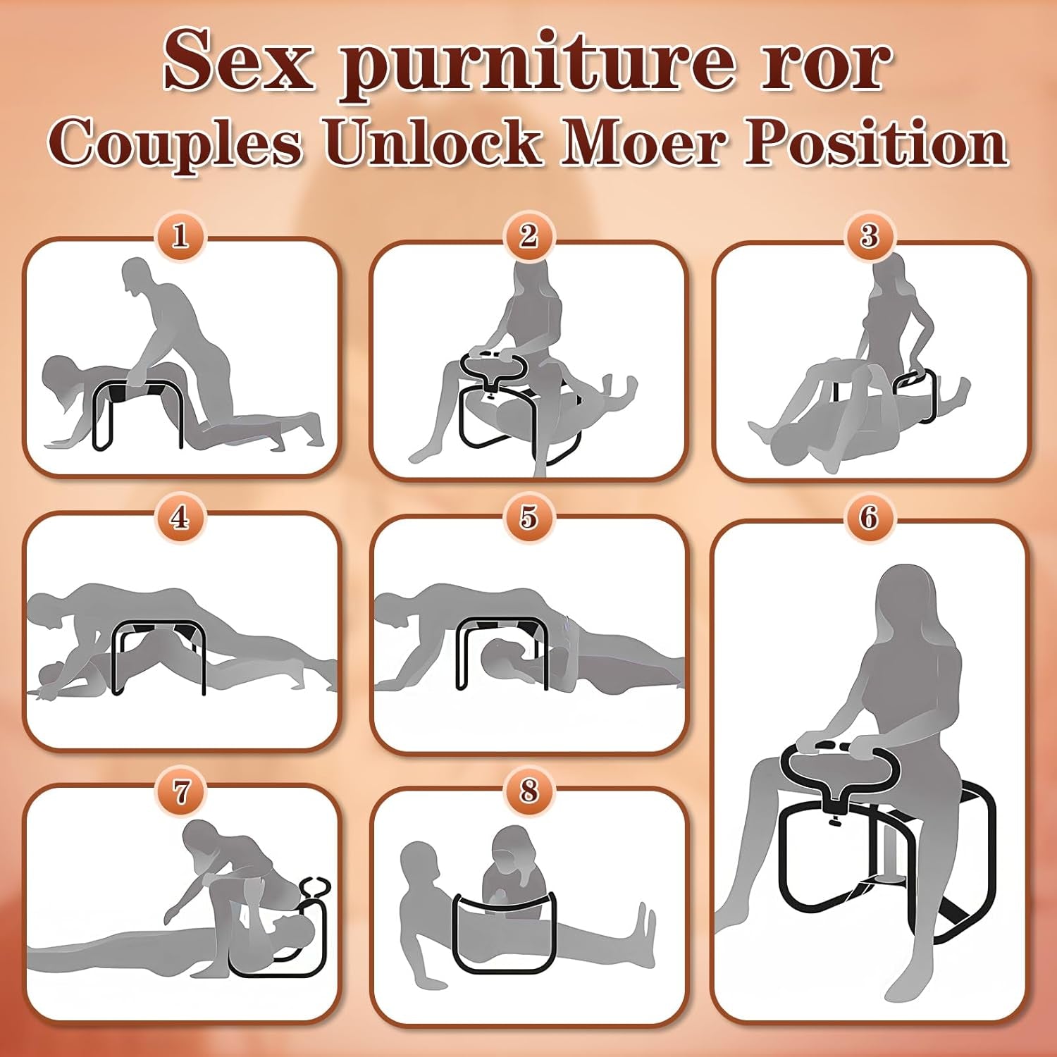Adjustable Sex Chair, Sex Furniture for Adults with Soft Padded Seat & Elastic Straps, Versatile Sex Position Chair for Bedroom Fun, Portable Sex Stool & Sex Couch for Deeper Pleasure