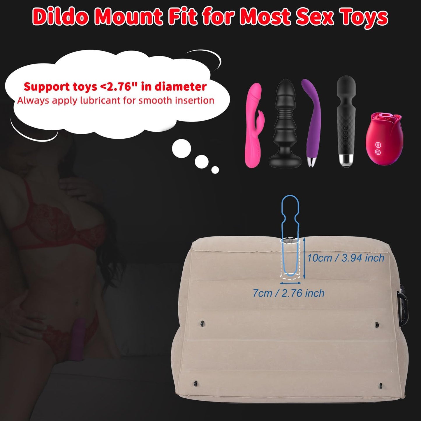 Dildo Mount Sex Pillow for Women, Bondage Sex Chair with Handcuffs for BDSM Games, Inflatable Sex Ramp Cushion for Couples Pleasure