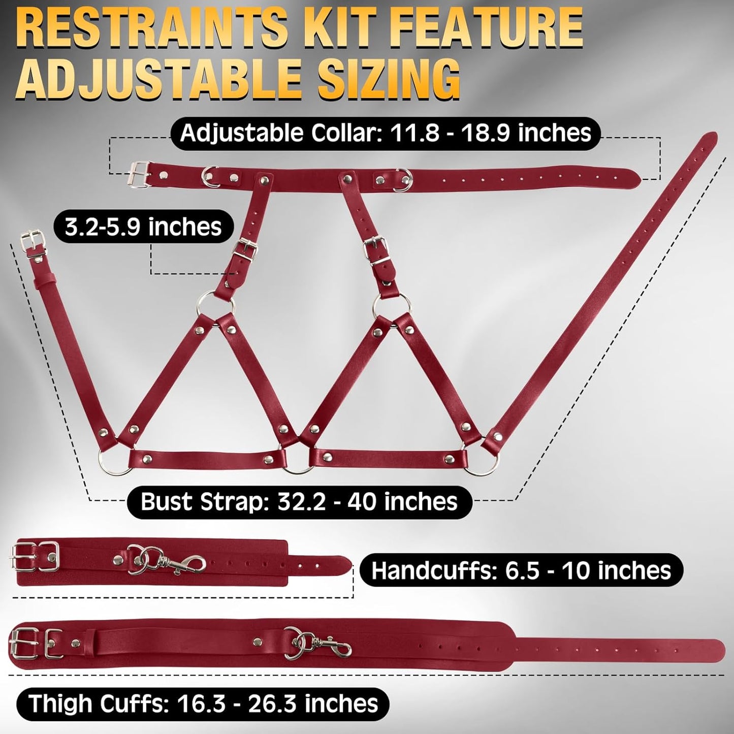 BordeauxBind Adjustable Breast Bondage Harness Kit