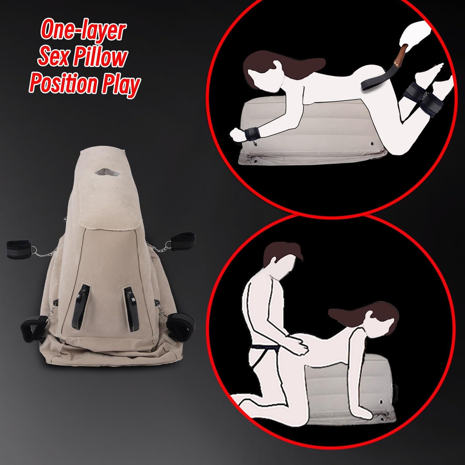 Dildo Mount Sex Pillow for Women, Bondage Sex Chair with Handcuffs for BDSM Games, Inflatable Sex Ramp Cushion for Couples Pleasure