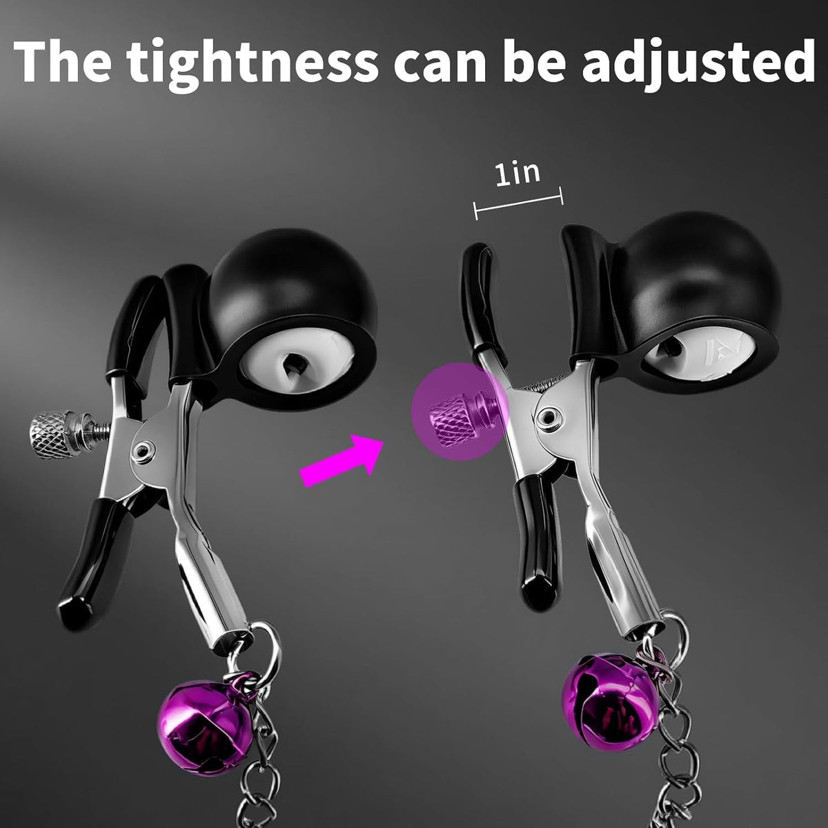 DarkPulse Vibrating BDSM Nipple Clamps with Chain and Rubber Sleeves