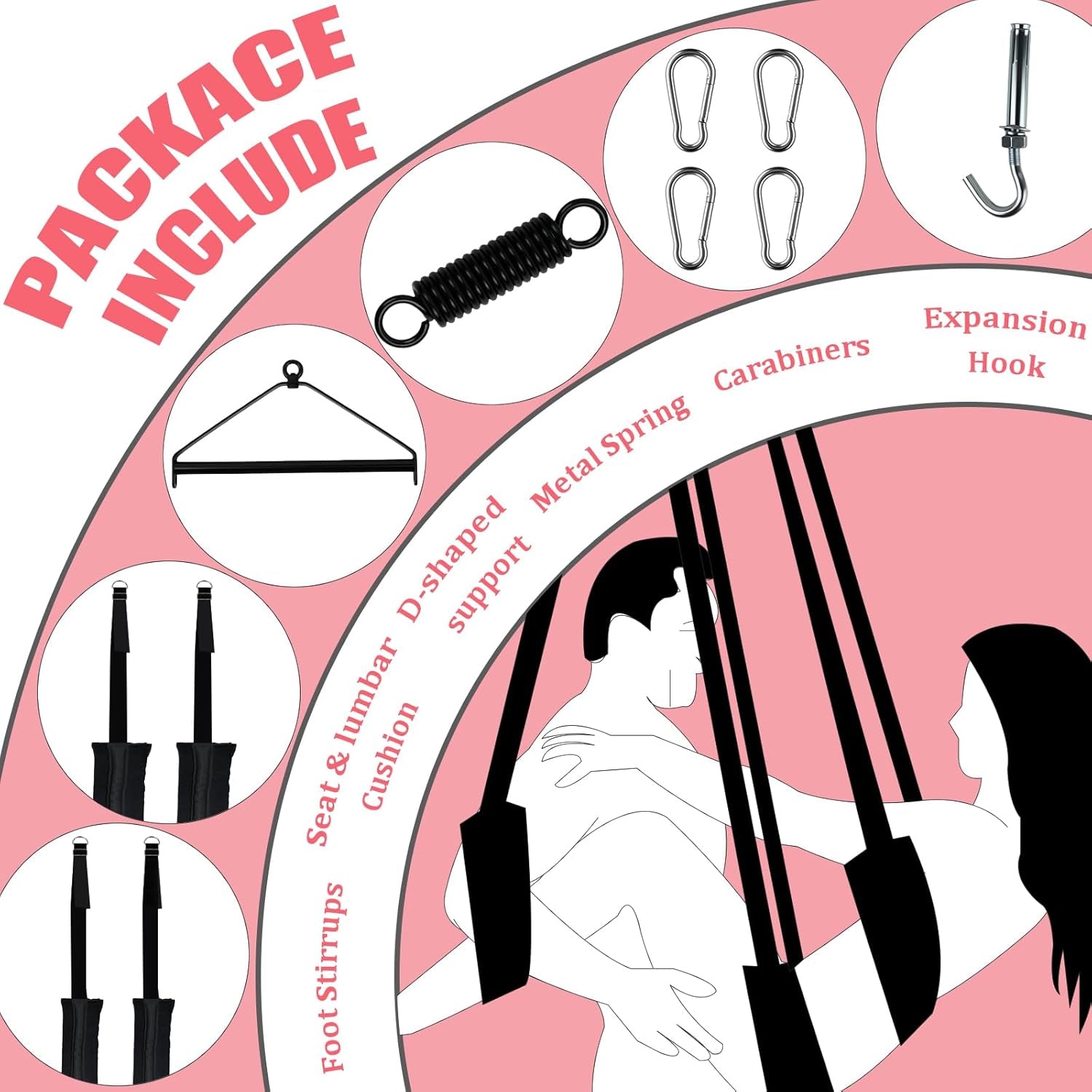 Luxury 3Rd Gen 180° Spinning Sex Swing – Ultra-Soft Fluffy Liner,Steel Triangle Support, 600 Lbs Capacity – Designed for Couples