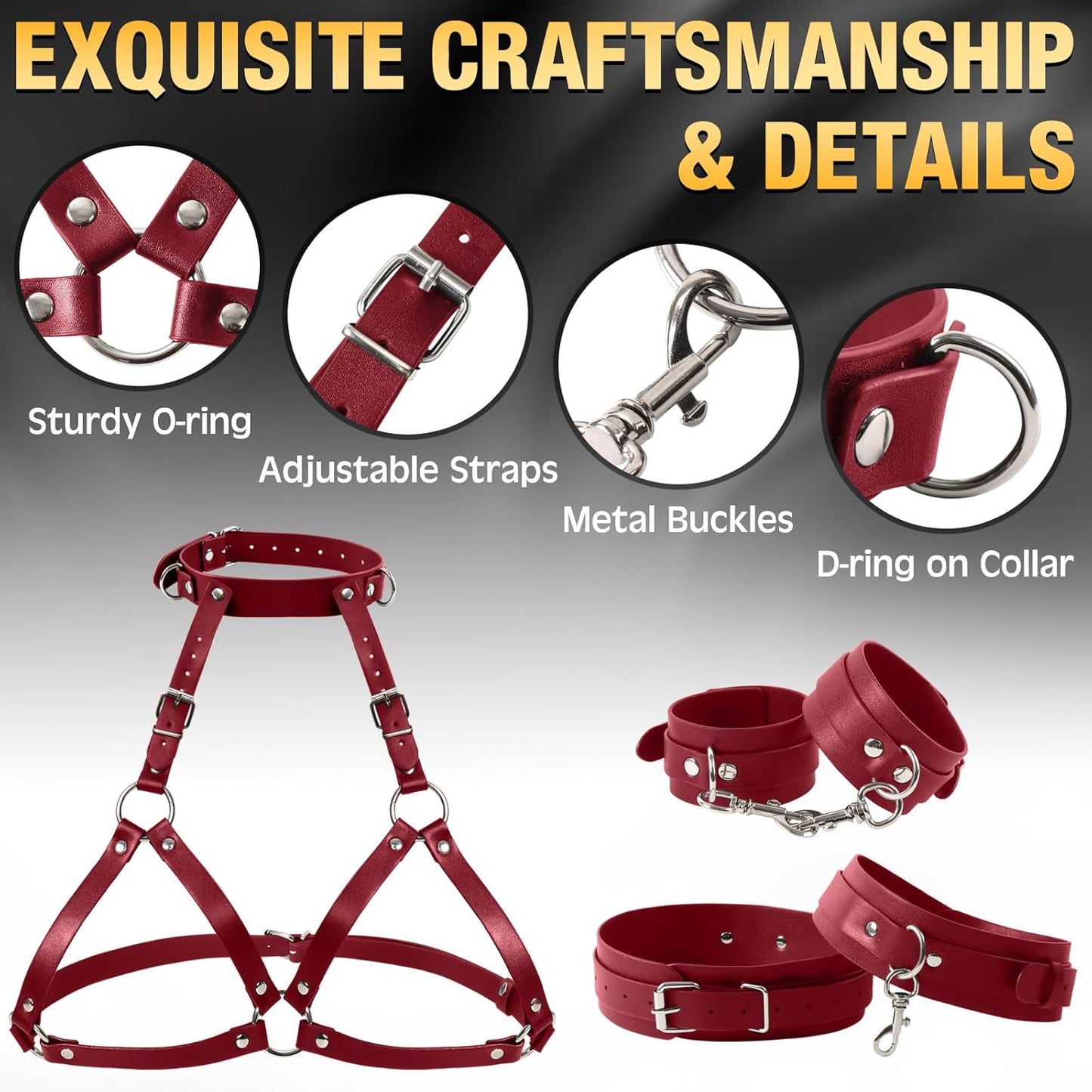 BordeauxBind Adjustable Breast Bondage Harness Kit