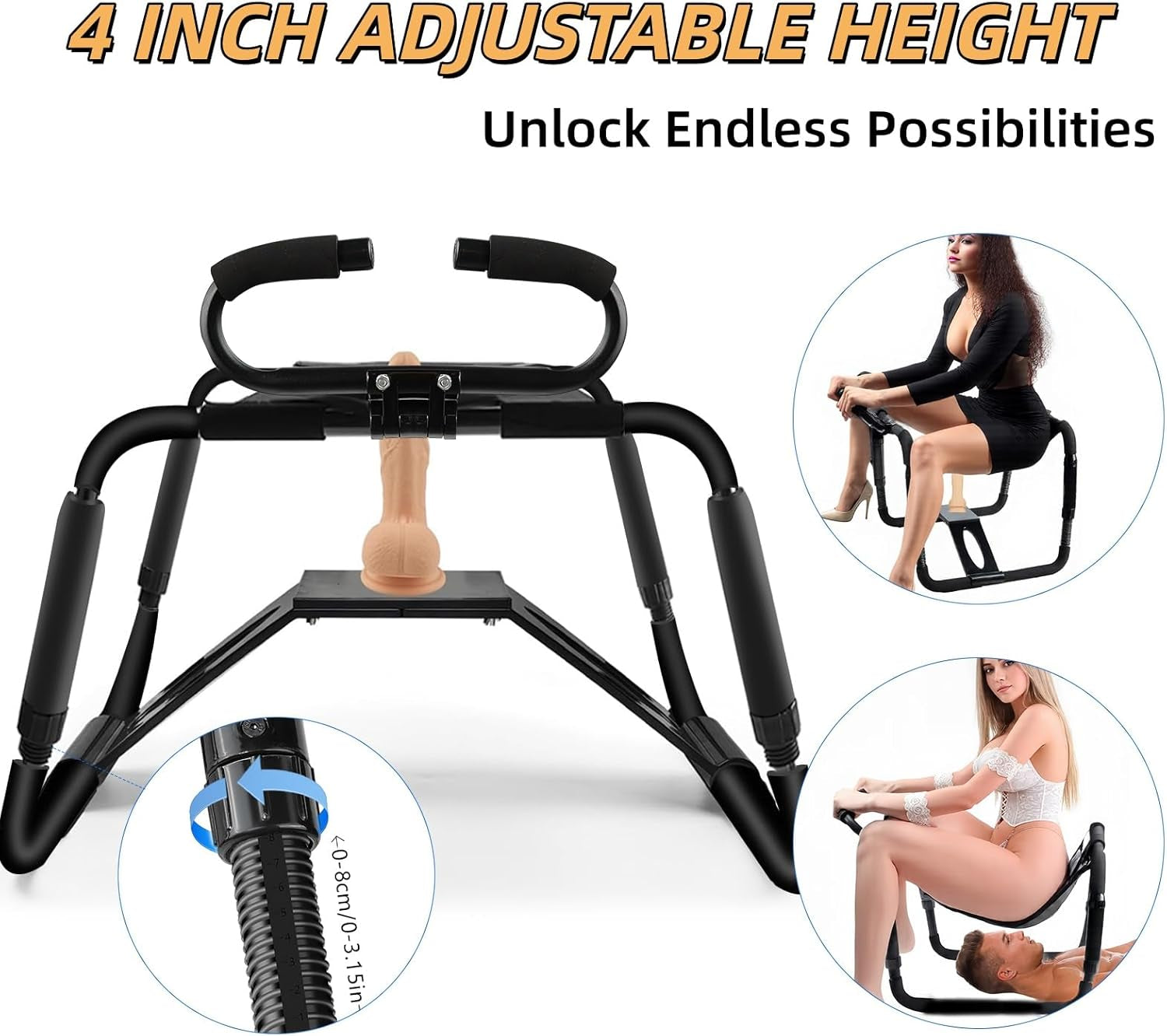 Sex Chair Adjustable Height Sex Furniture, Sex Multifunction Position Chair with Adjustable Handrail and Realistic Dildo, Sex Bench BDSM Novelty Dildo Mount Holder for Couples Festival Gifts