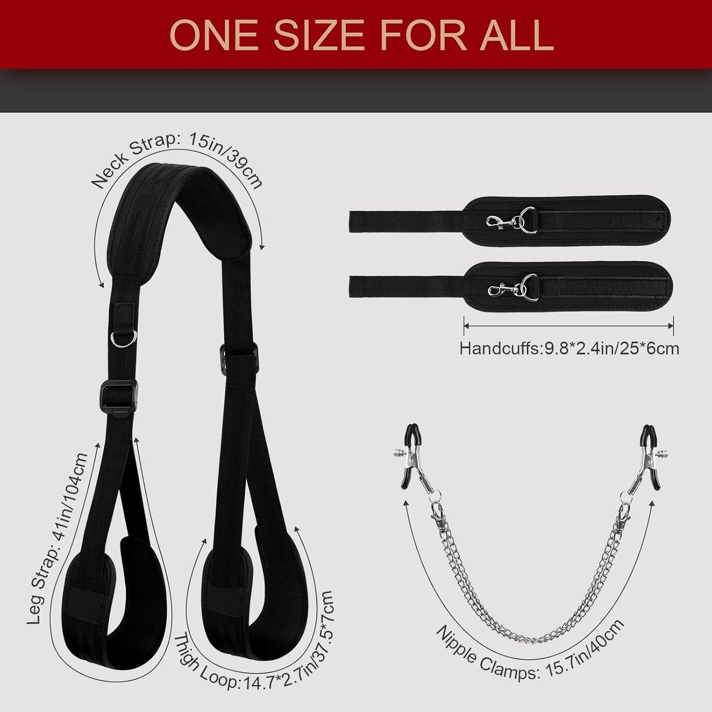 EffortlessAngles Thigh Sling Position Strap – Cuffs & Nipple Clamps